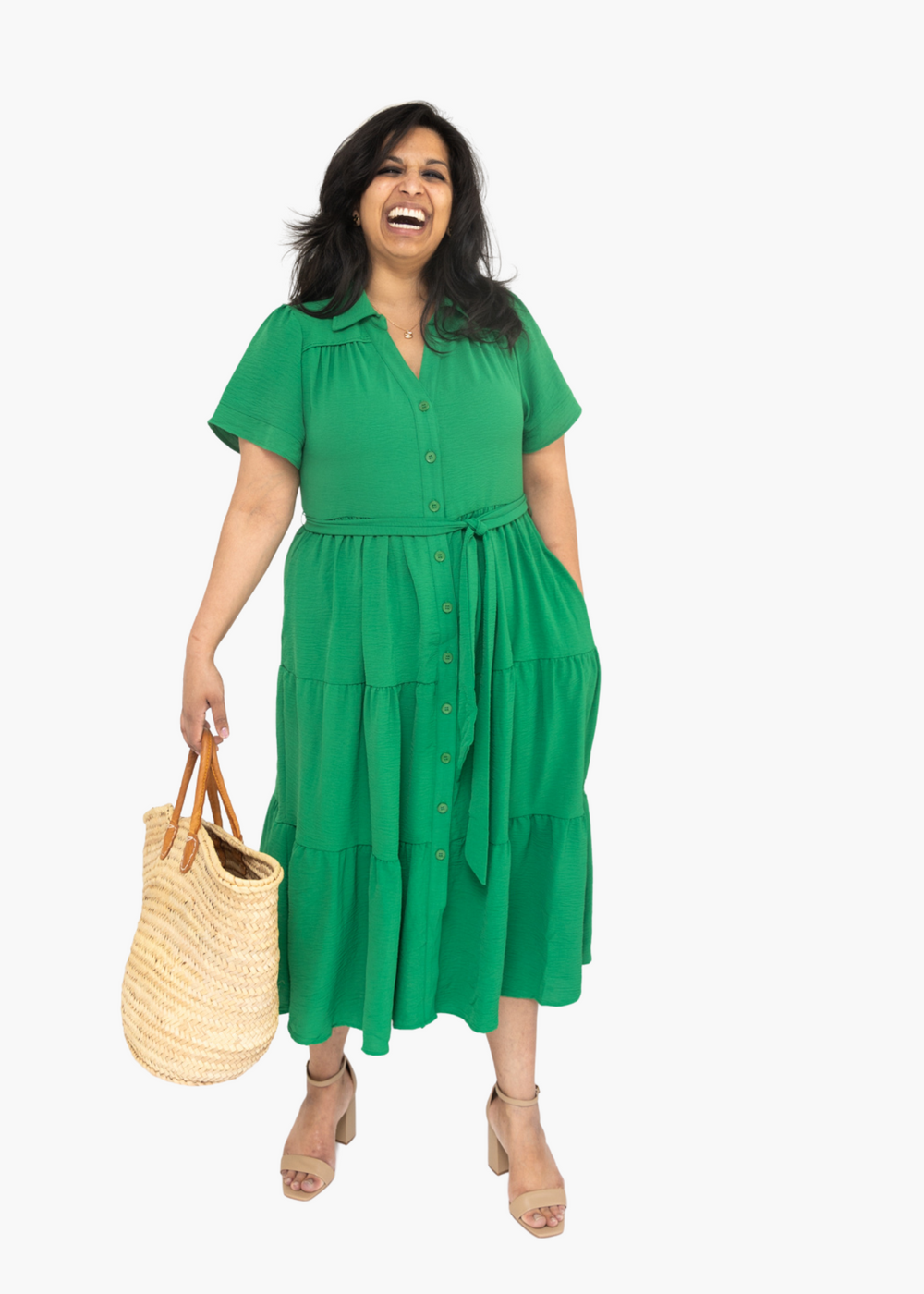 Zoe Flutter Sleeve Dress | Green