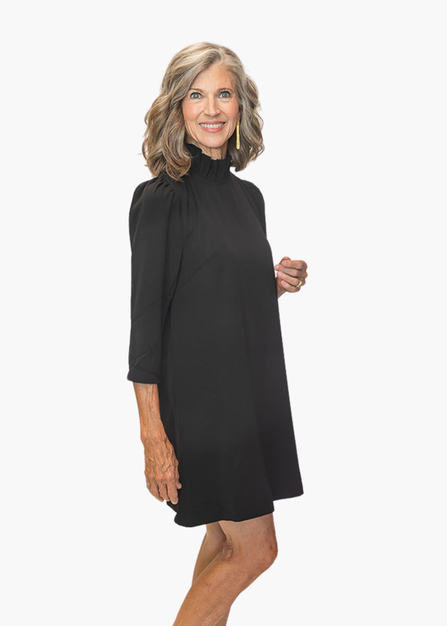 Chatham Bow Neck Dress in Black