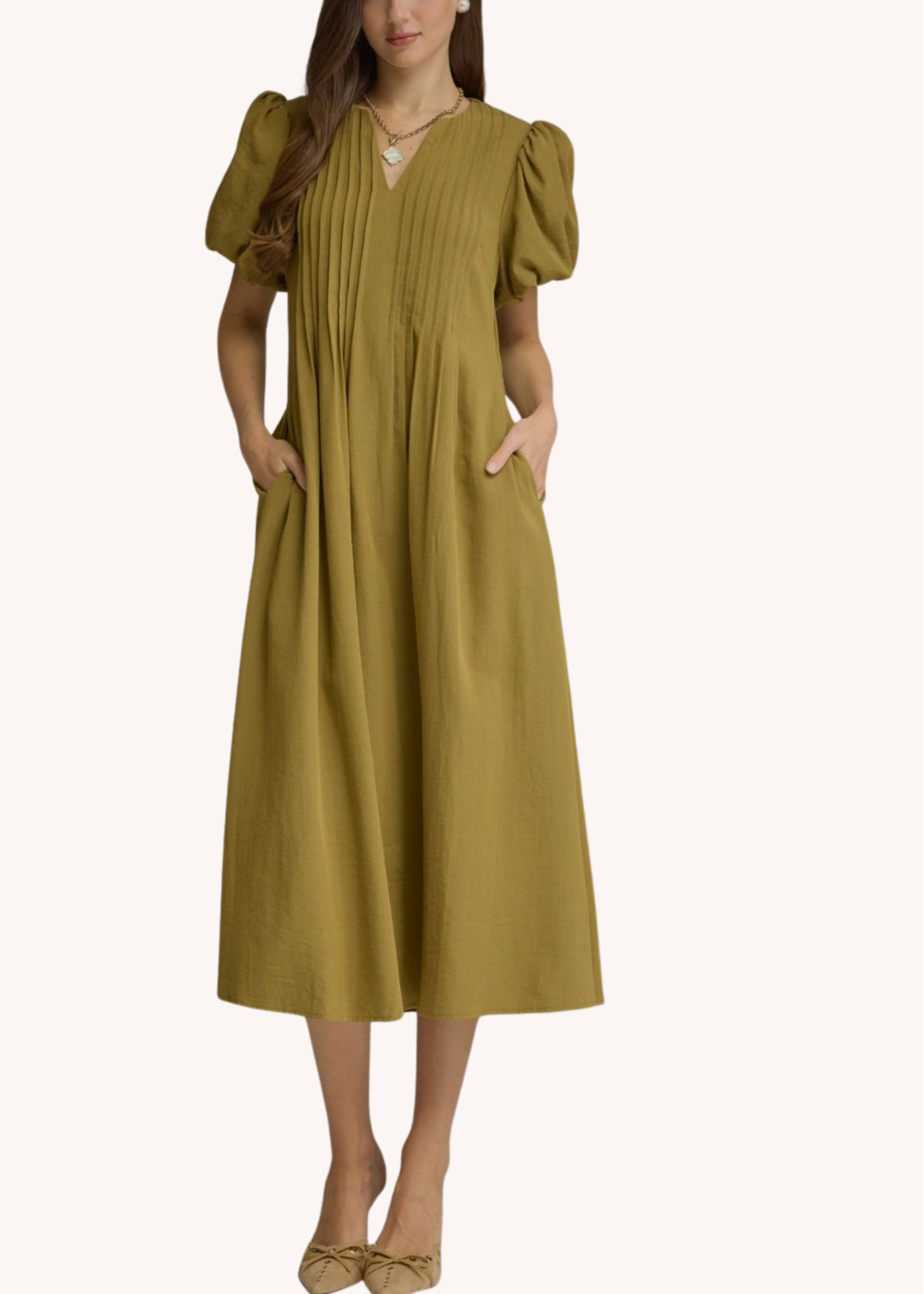 Graham Midi Dress in Olive