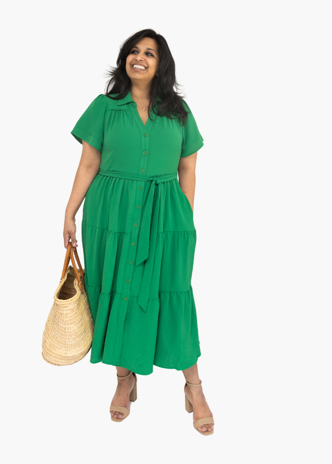 Zoe Flutter Sleeve Dress | Green