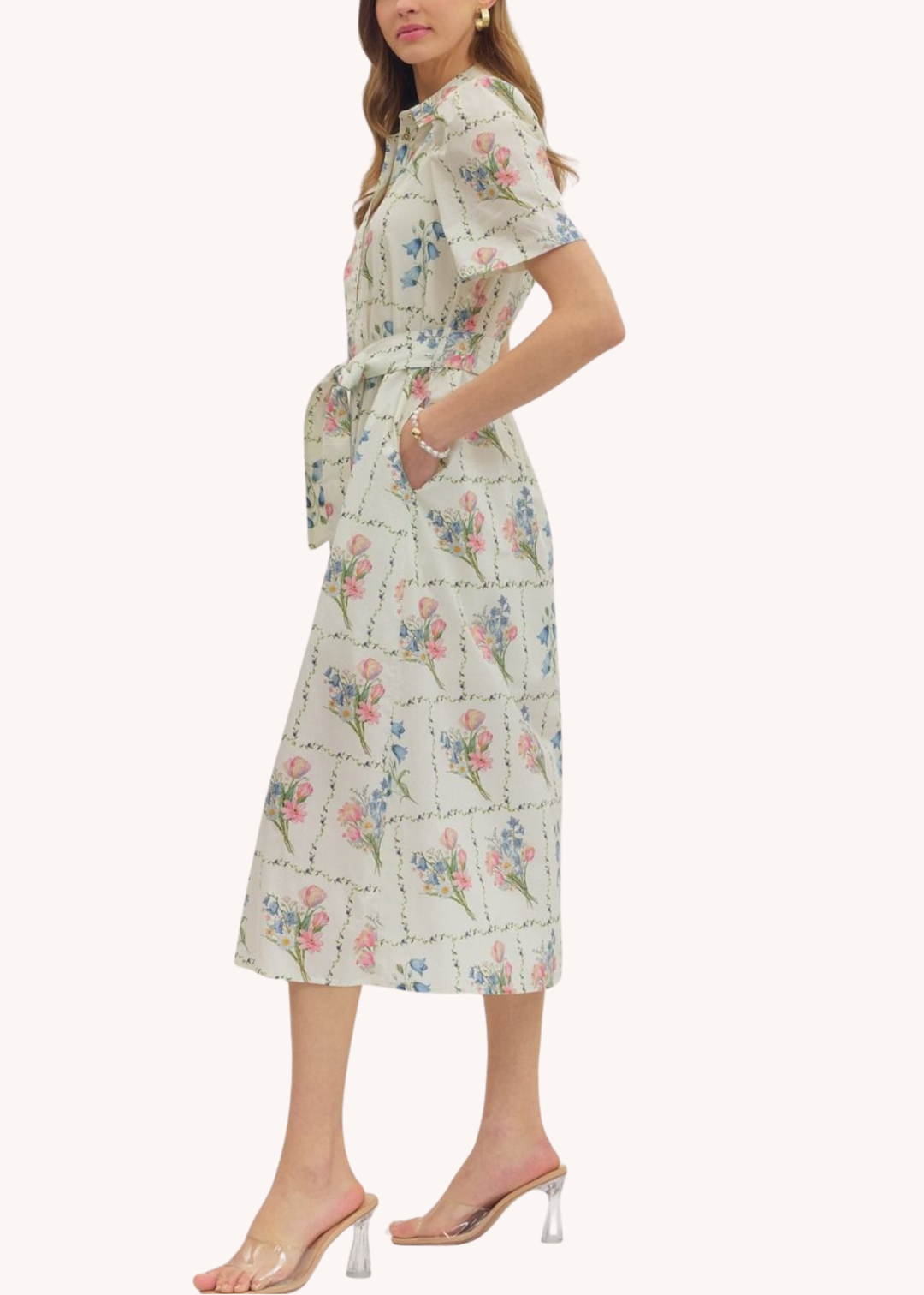 English Garden Midi Dress in Ecru