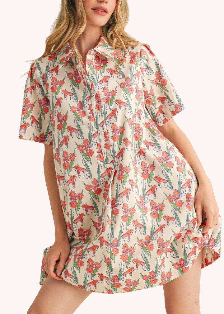 Kinsey Dress in Orange Floral