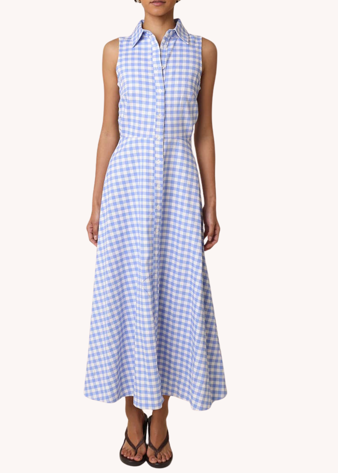 Gene Gingham Button-Front Maxi Dress