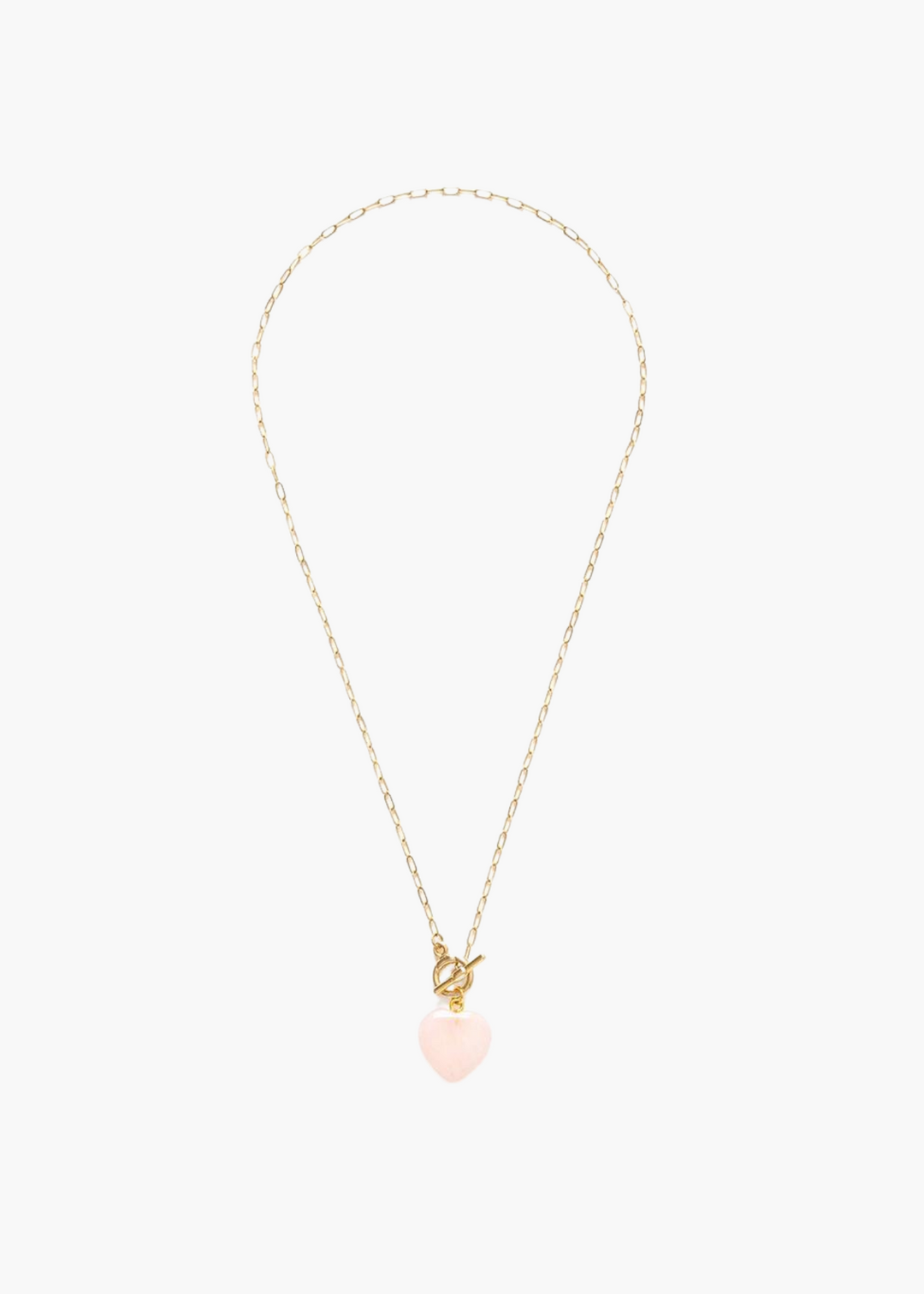 Rose Quartz Heart Toggle Necklace