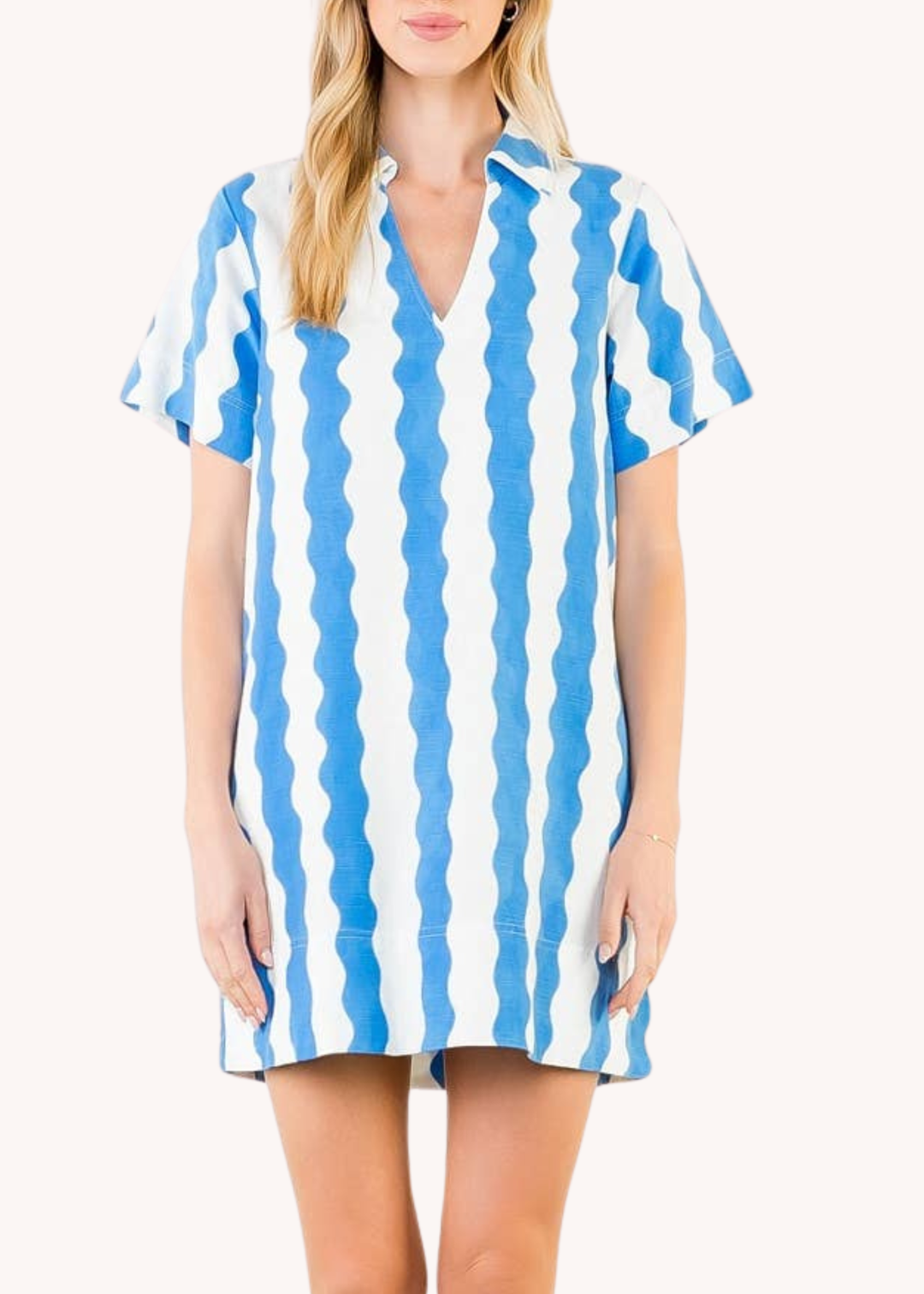 Cotton Mini Dress in Wave