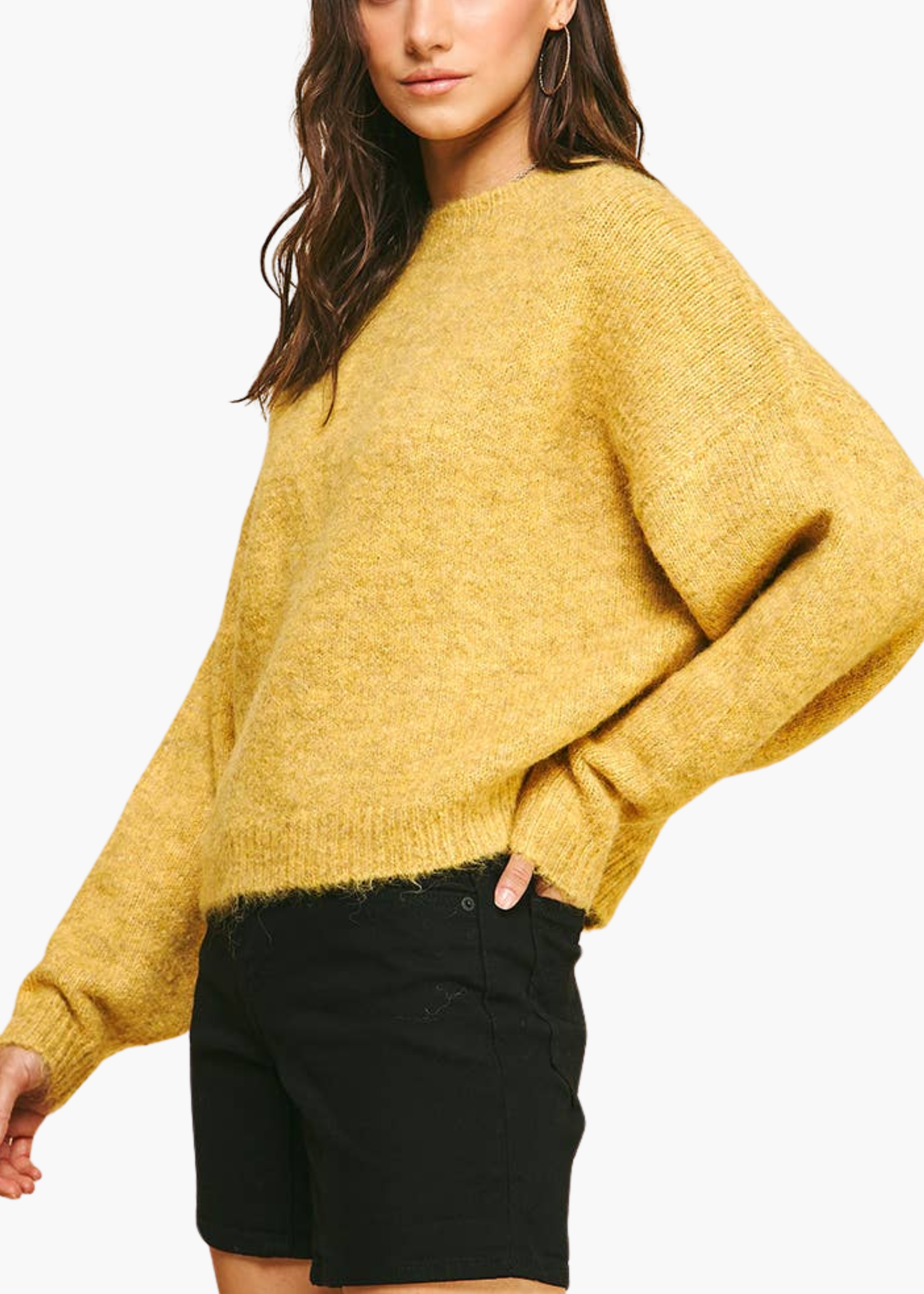 Long Sleeve Sweater Pullover in Golden Yellow