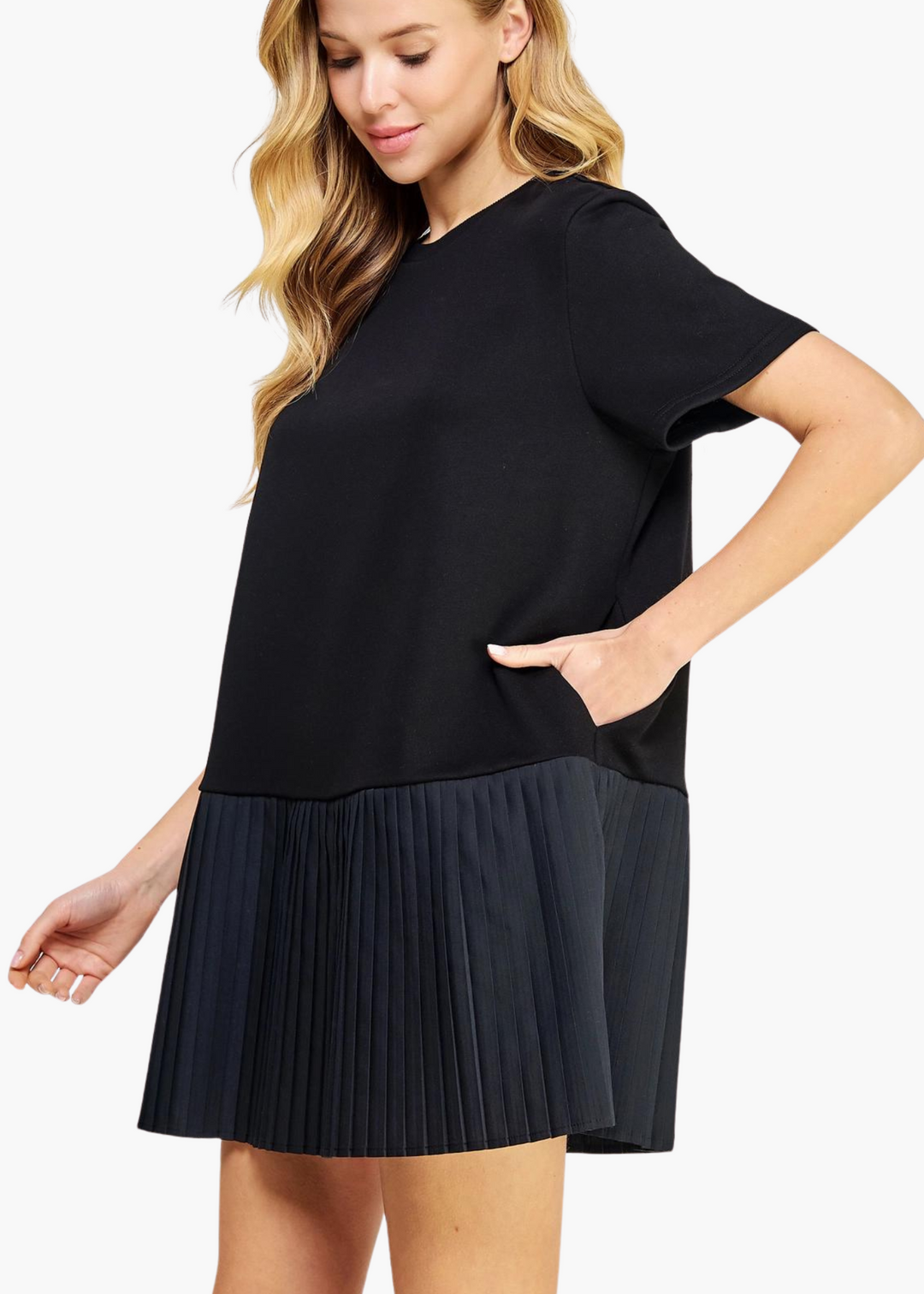 Maddy Knit Tee Mini Dress | Black