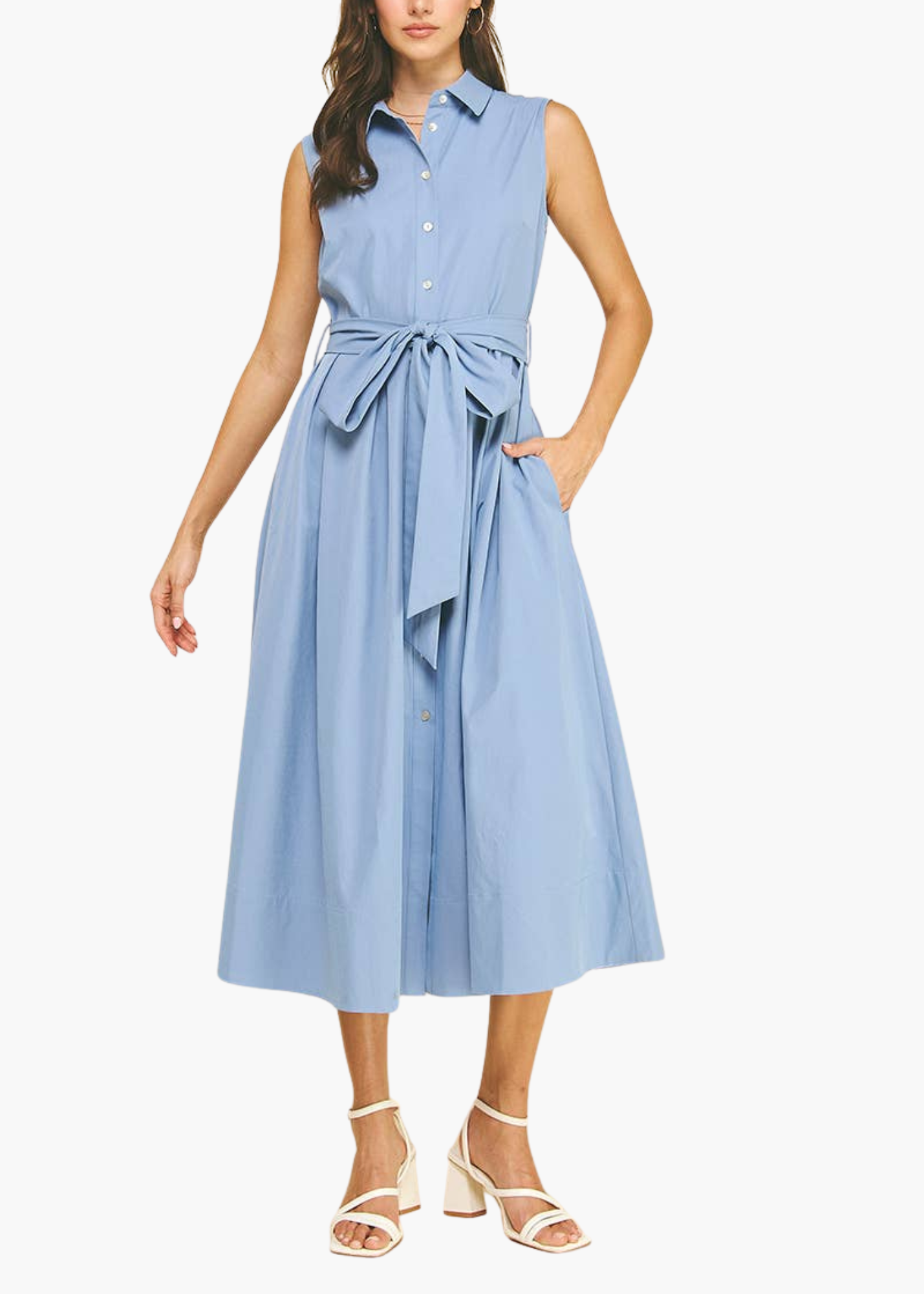 Hayden Midi Shirt Dress in Blue