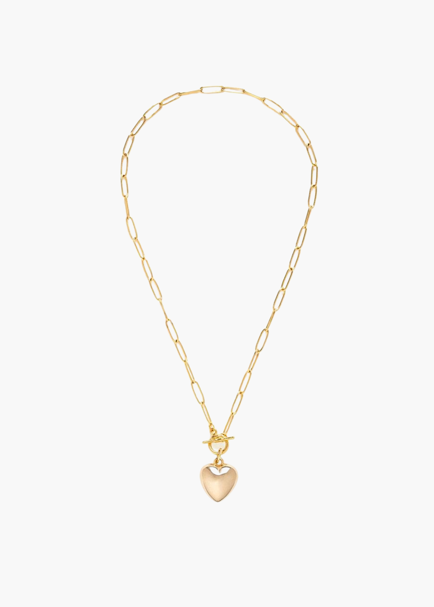 Puffy Gold Heart Toggle Necklace