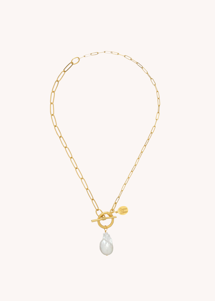 Katie Paperclip Baroque Pearl Toggle Necklace