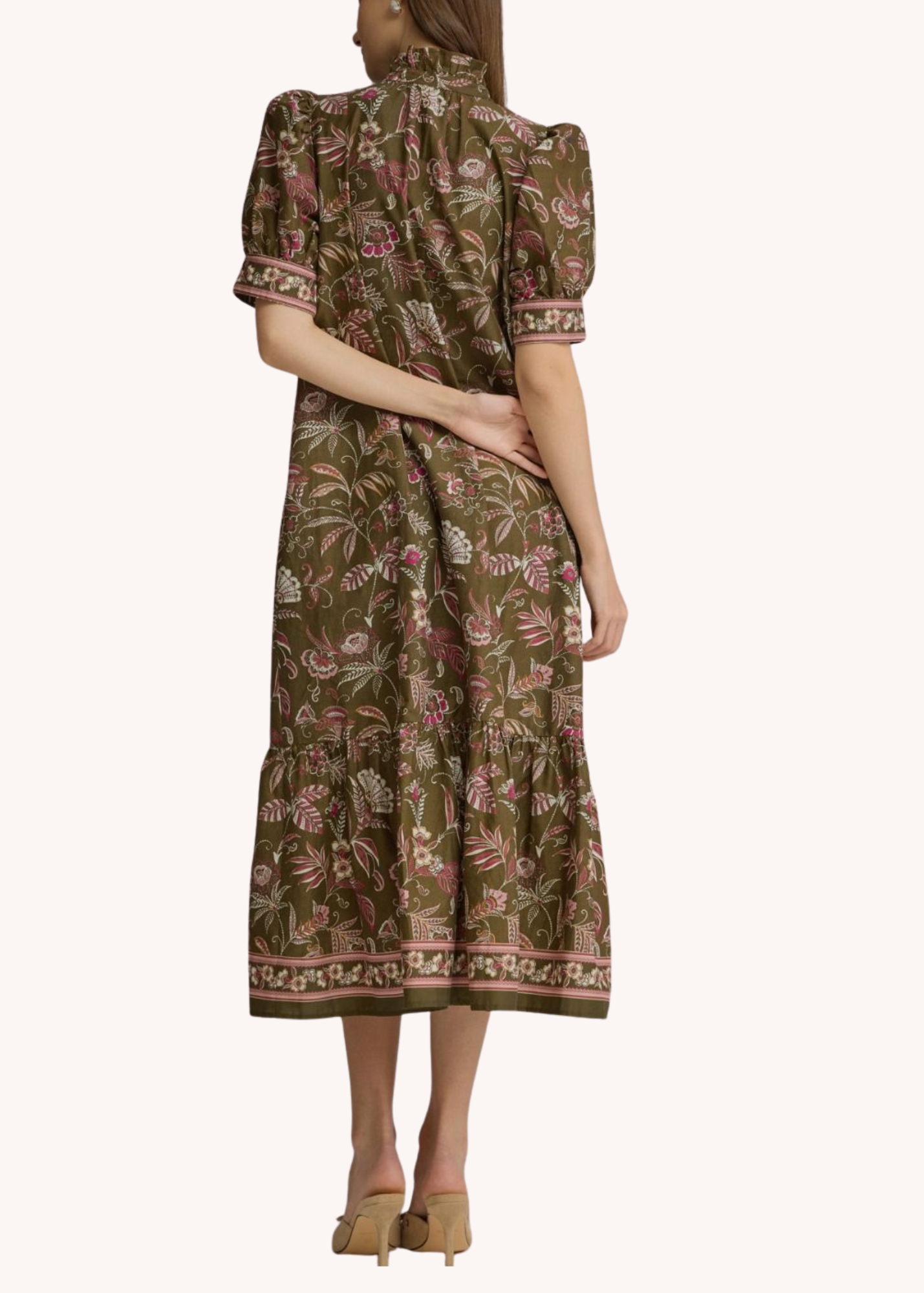 Kelly Cotton Midi Dress in Olive
