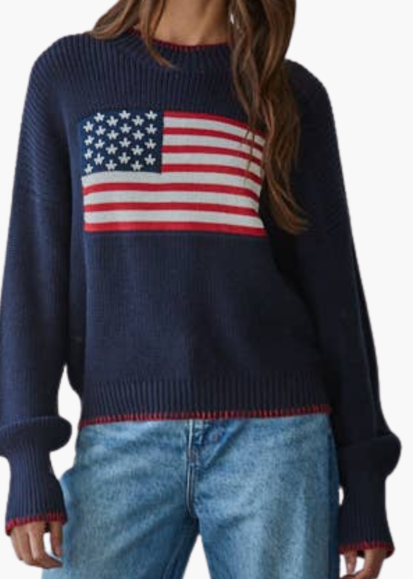 American Flag Pullover in Navy