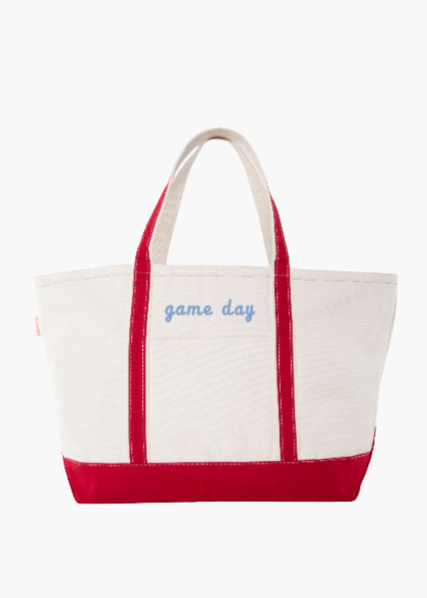 Large Game Day Boat Tote in Red and Powder Blue