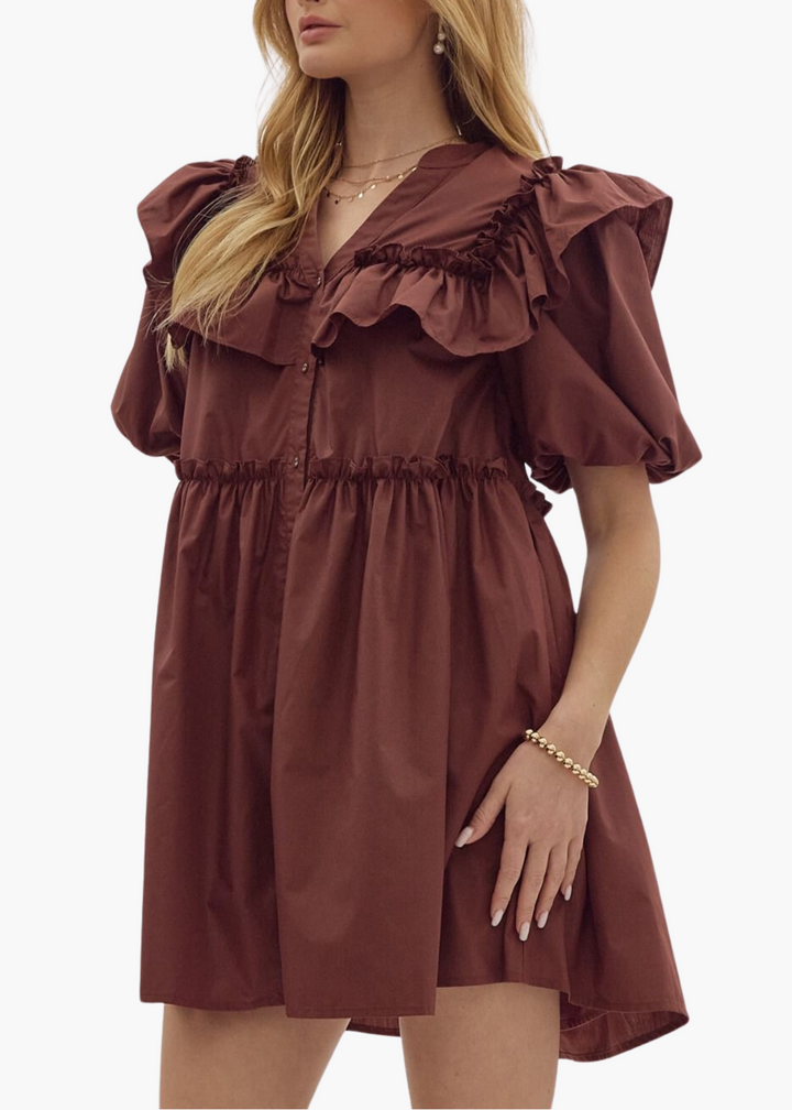 Meredith Mini Dress in Chocolate