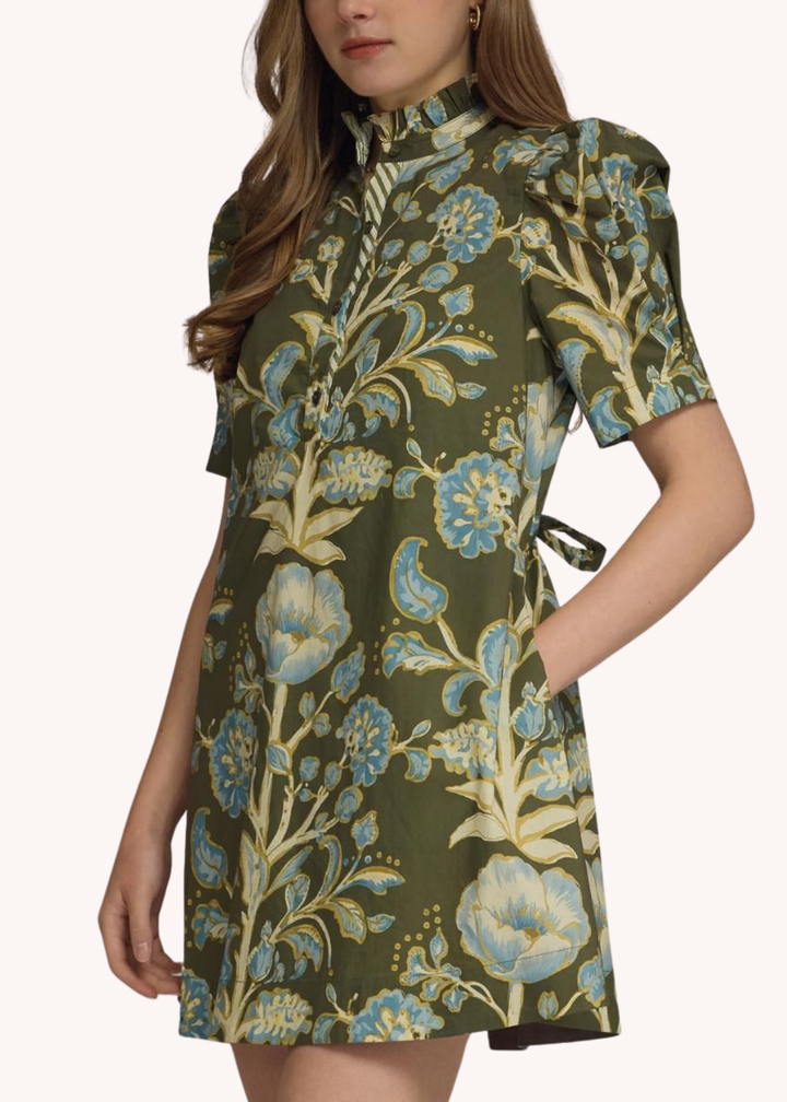 Abigail Mini Dress in Olive