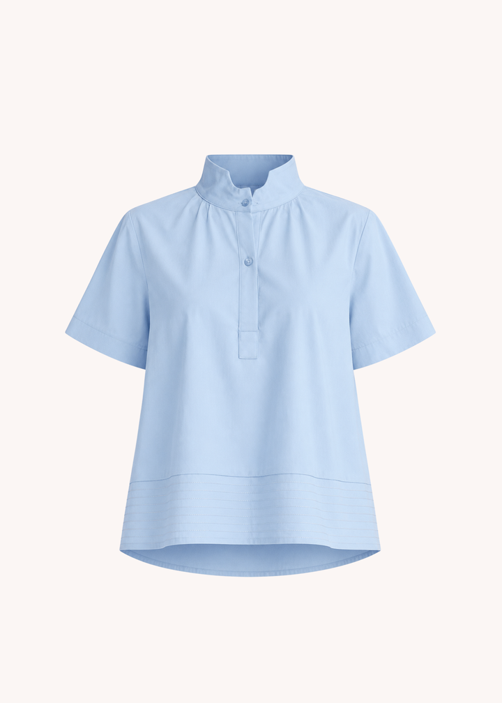 Chloe Stand Collar Top in Sky
