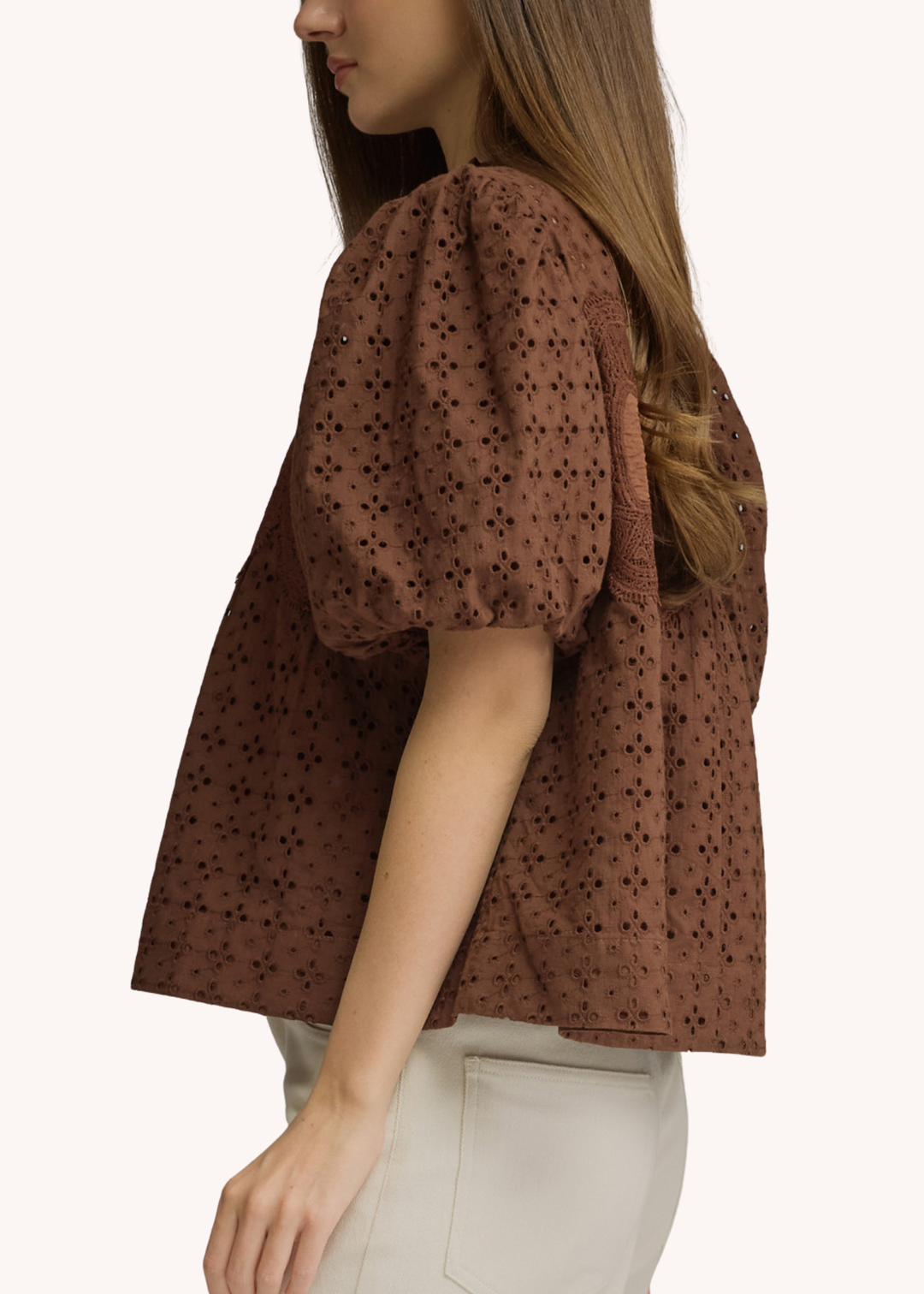 Ophelia Eyelet Top in Chocolate