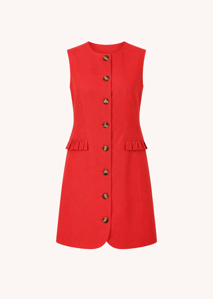 Amelia Mini Shift Dress in Poppy Red