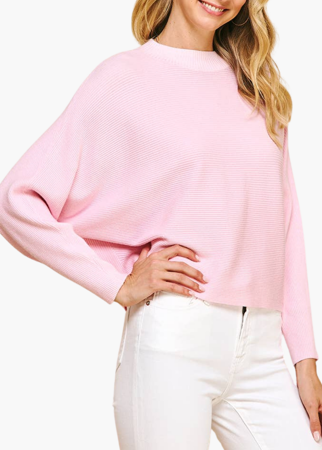 Dolman Sleeve Sweater in Light Pink