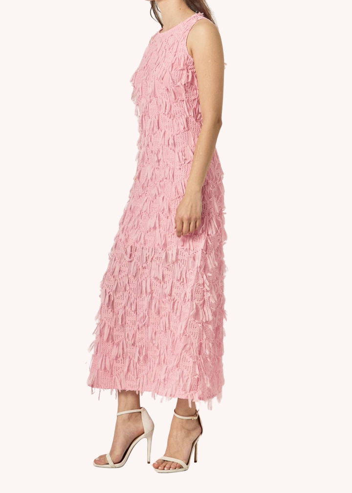 Textured Sleeveless Maxi Dress in Pink