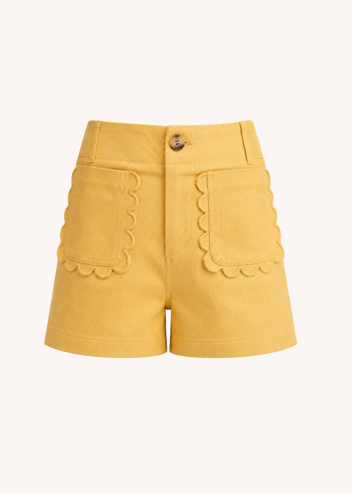 Colette Scalloped Shorts in Dandelion