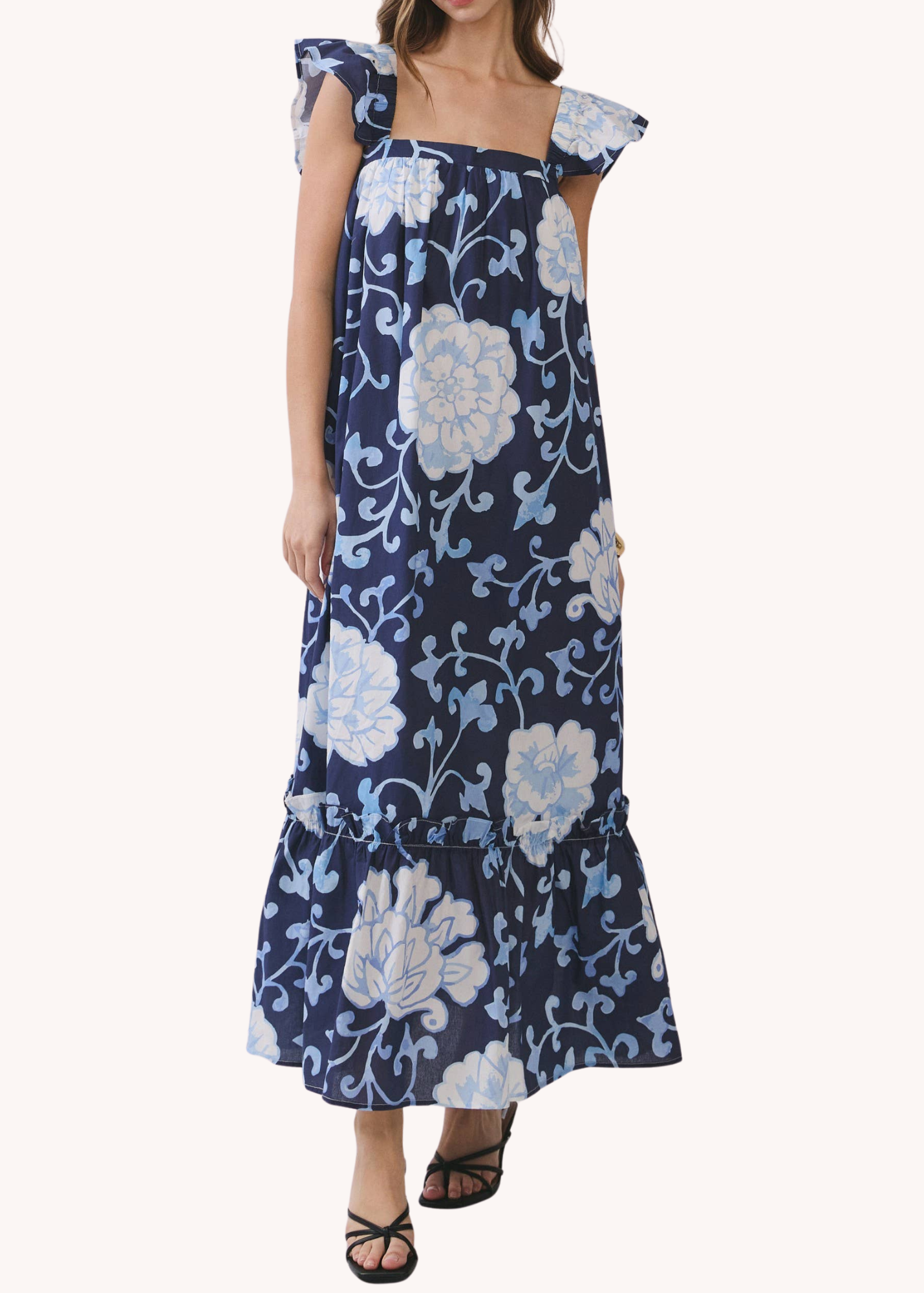 Millie Floral Print Ruffle Sleeve Maxi Dress