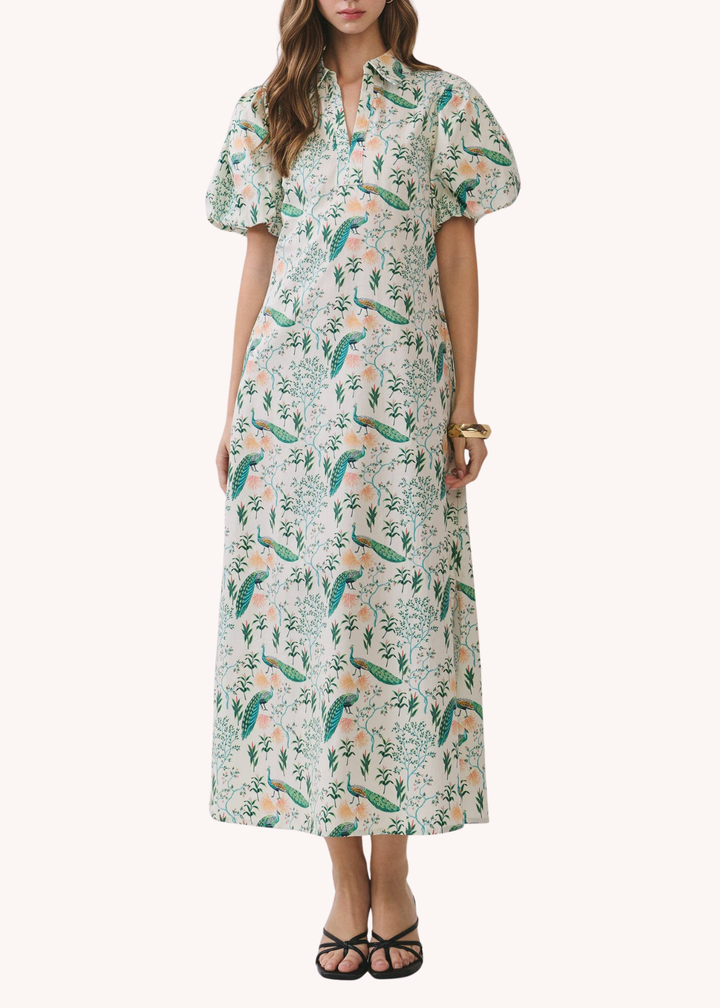 Peacock Cotton Midi Dress