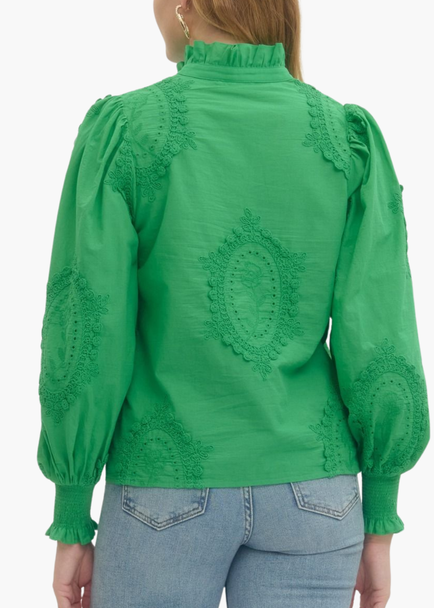 Susie Embroidered Top in Green