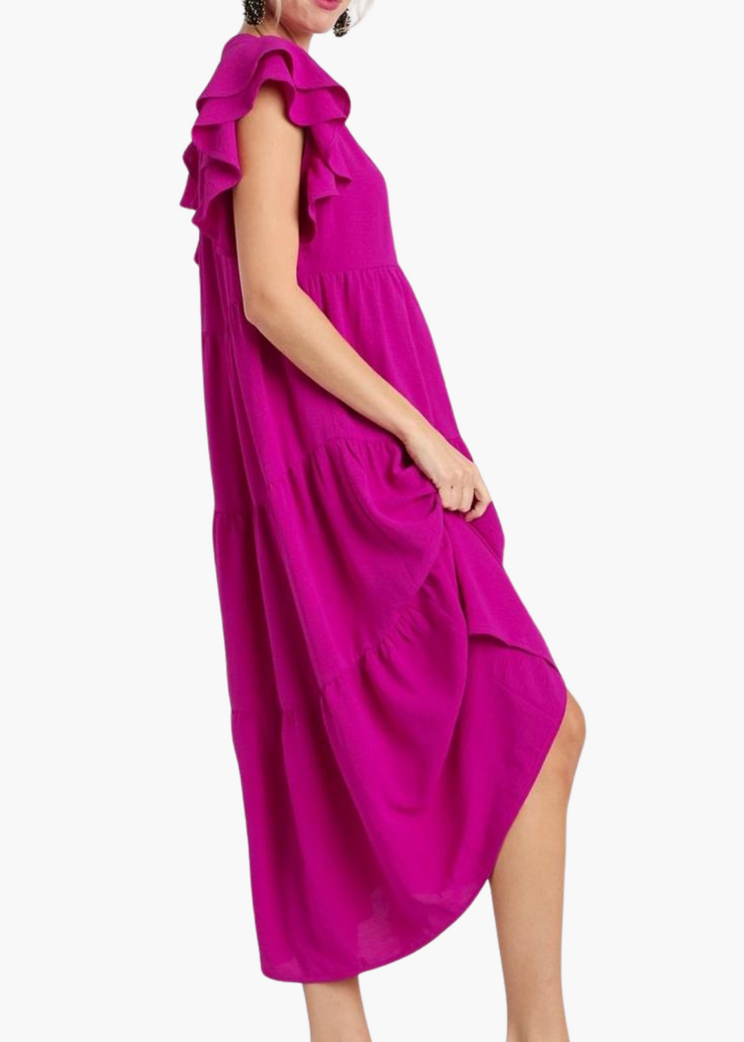 Ginna Midi Dress in Magenta