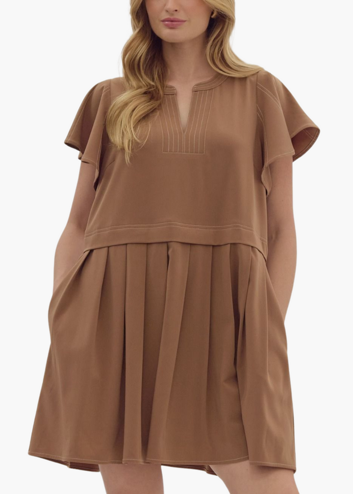 Hattie Mini Dress in Mocha