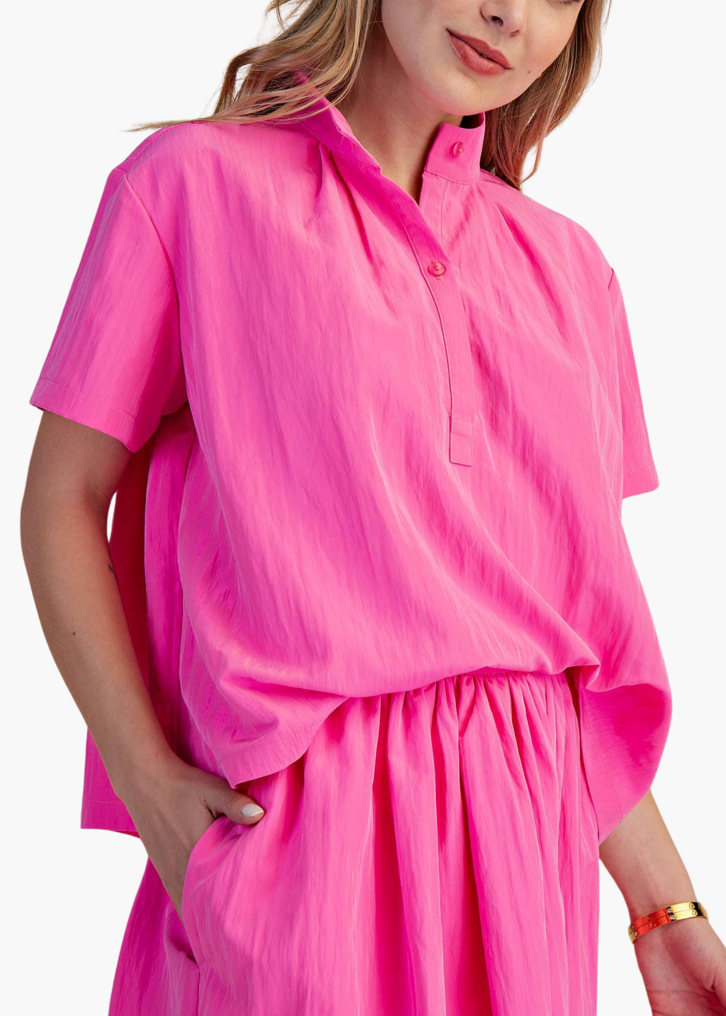 Chloe Lightweight Cotton Top in Pink