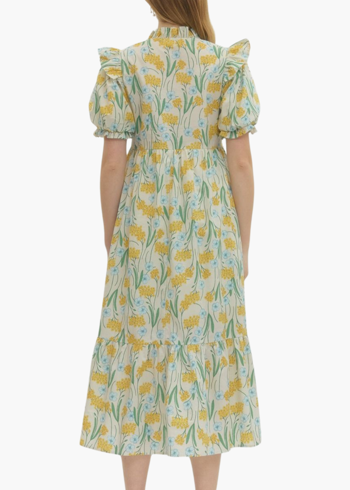 Evelyn Midi Dress in Lemon