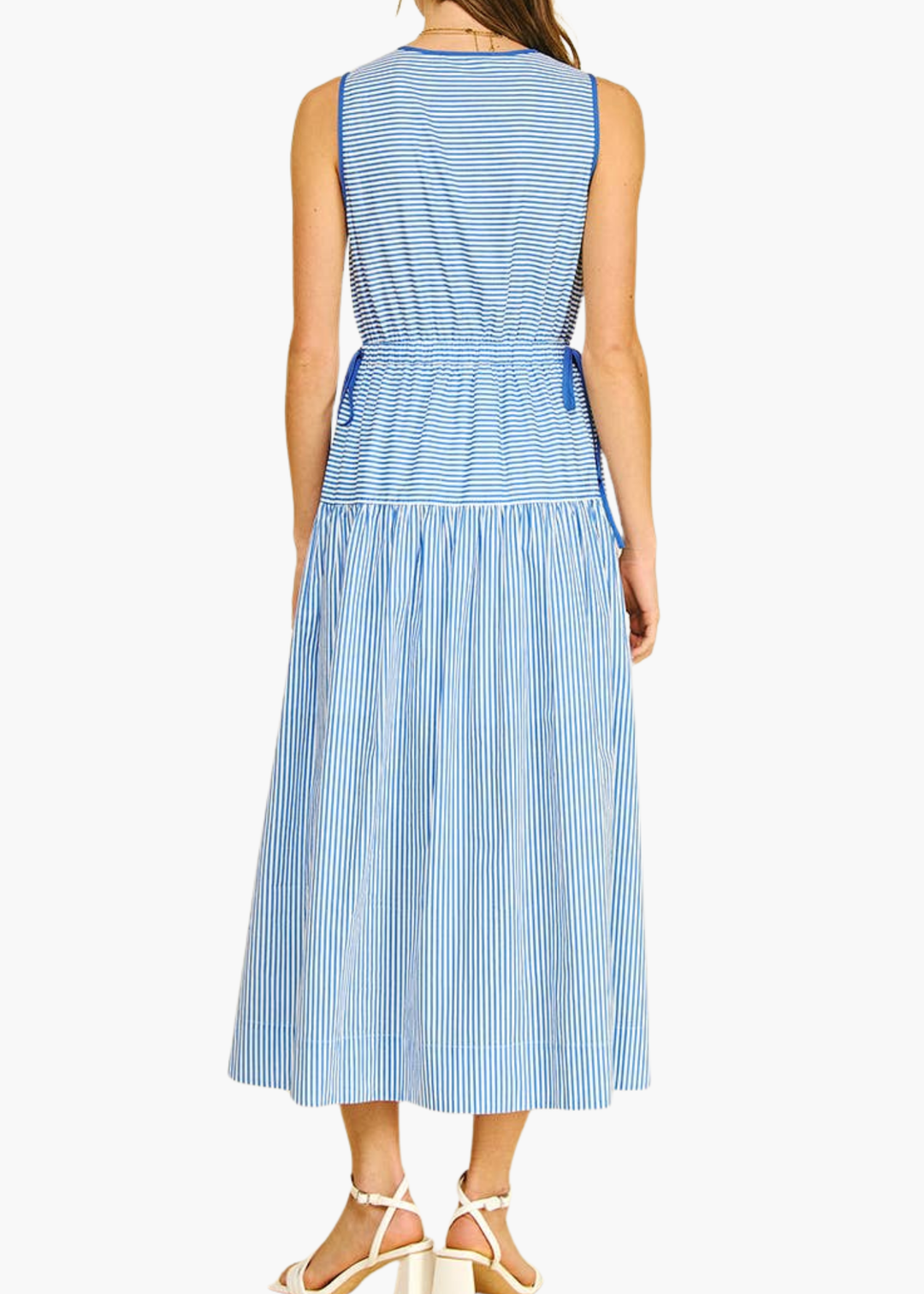 Lauren Cotton Midi Dress in Blue