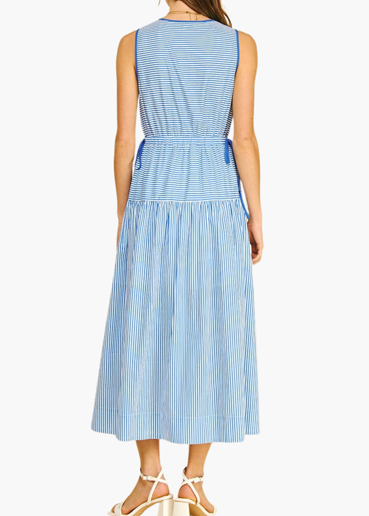 Lauren Cotton Midi Dress in Blue