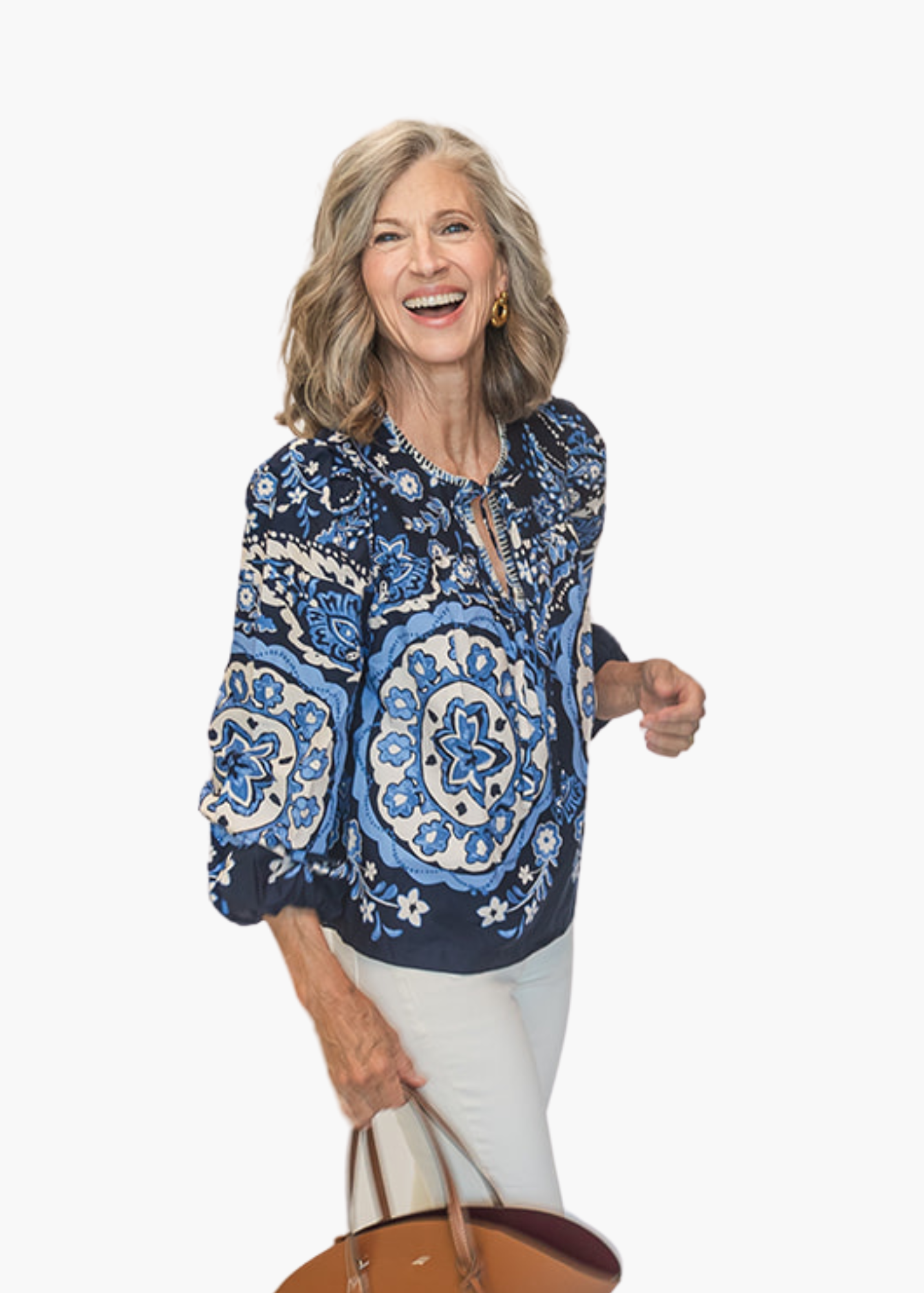 Hayden Top in Navy Medallion