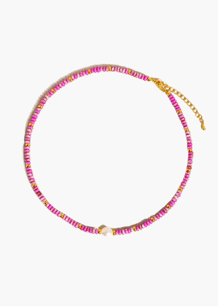 Millie Beaded Pearl Necklace in Orchid