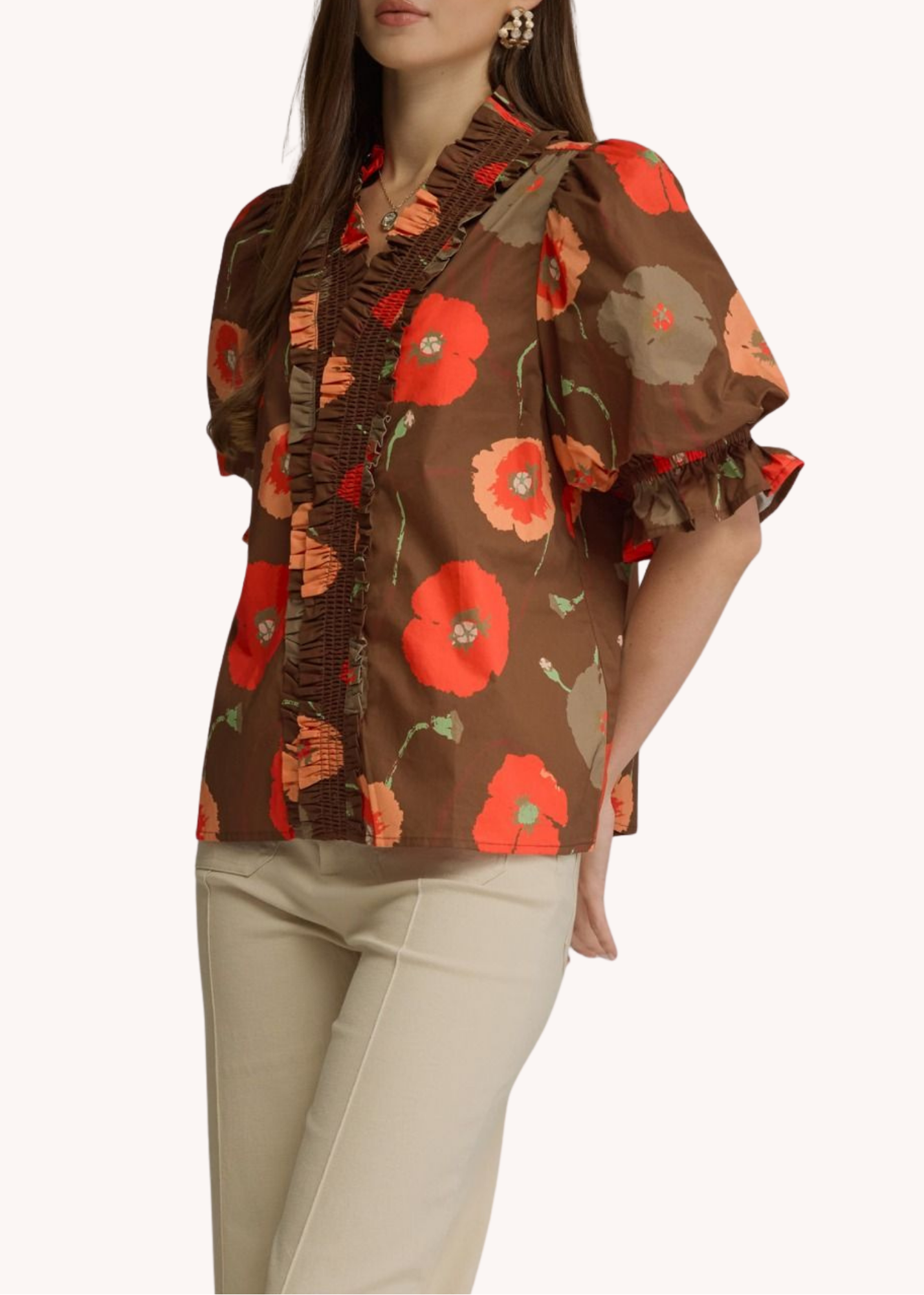 Poppy Cotton Top in Brown