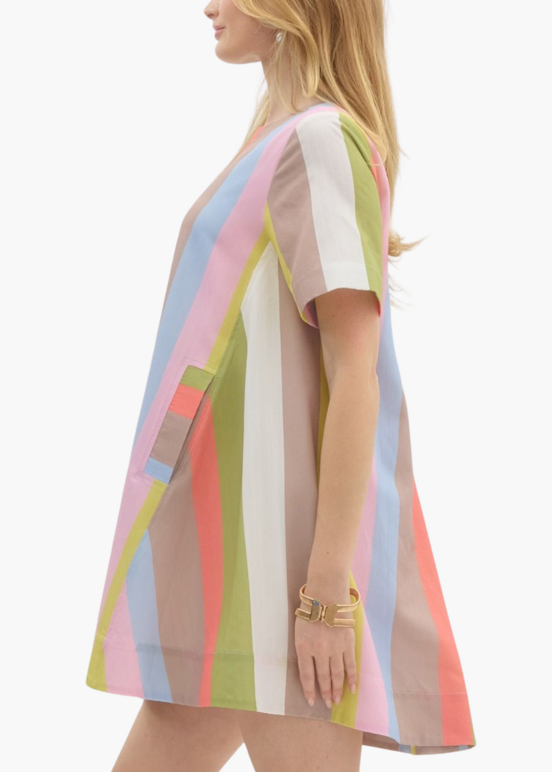 Carly Mini Dress in Lime Stripe