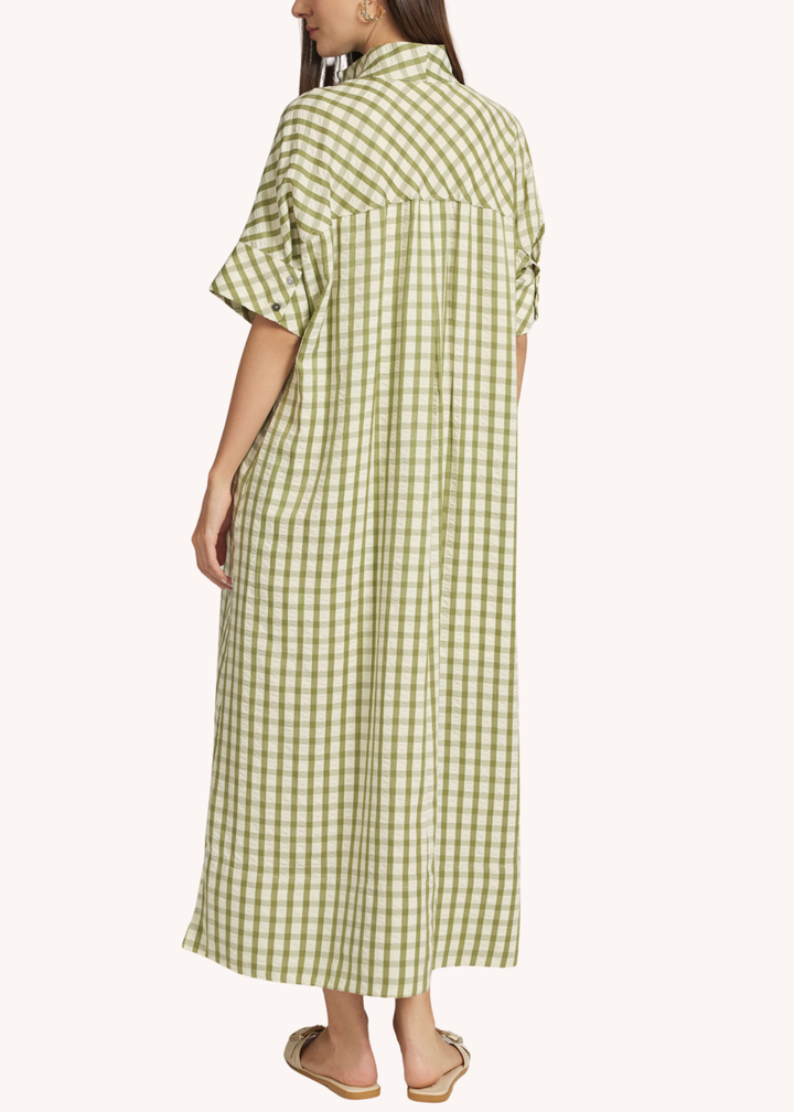 Gingham Kaftan in Olive