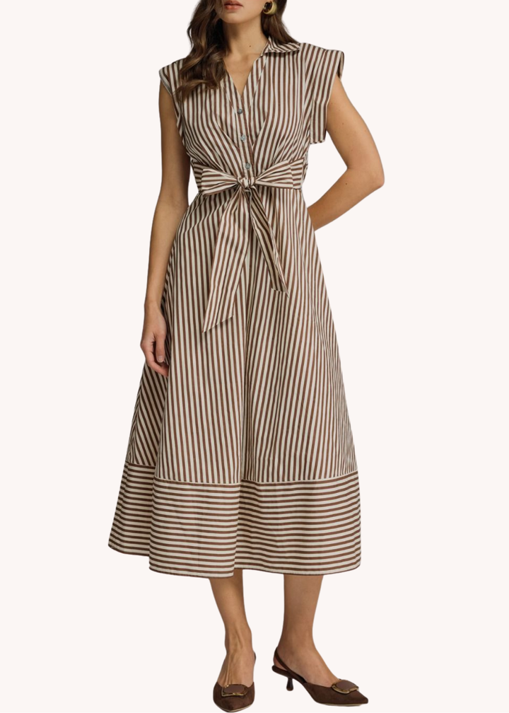 Callahan Cotton Midi Shirt Dress in Brown