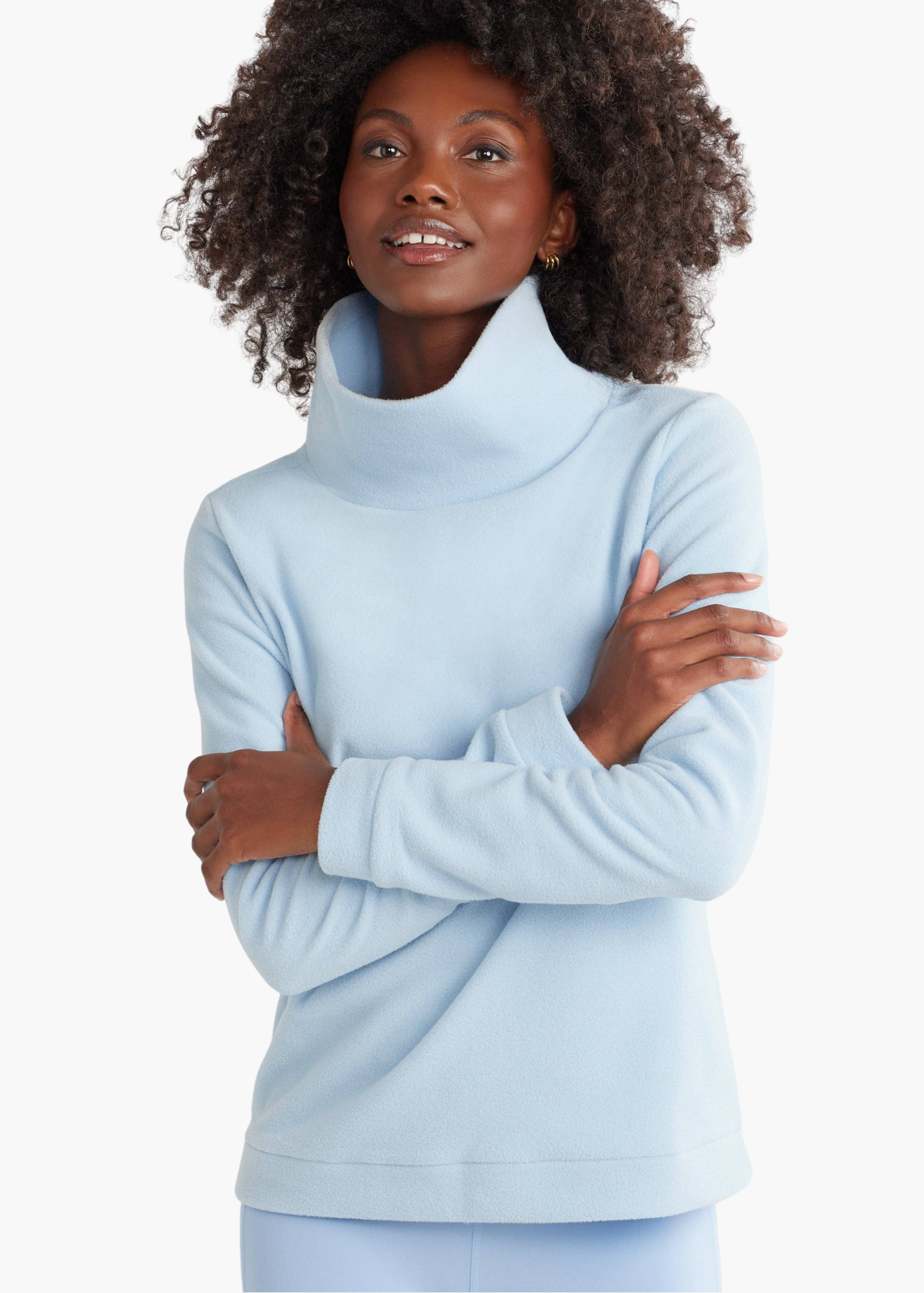 Park Slope Turtleneck in Vello Fleece in Ice Blue