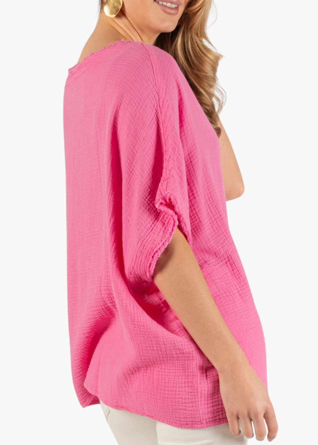 Soft-Gauze Poncho in Pink