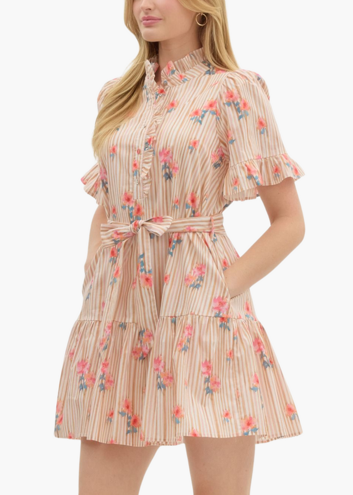 Winnie Dress in Taupe Floral