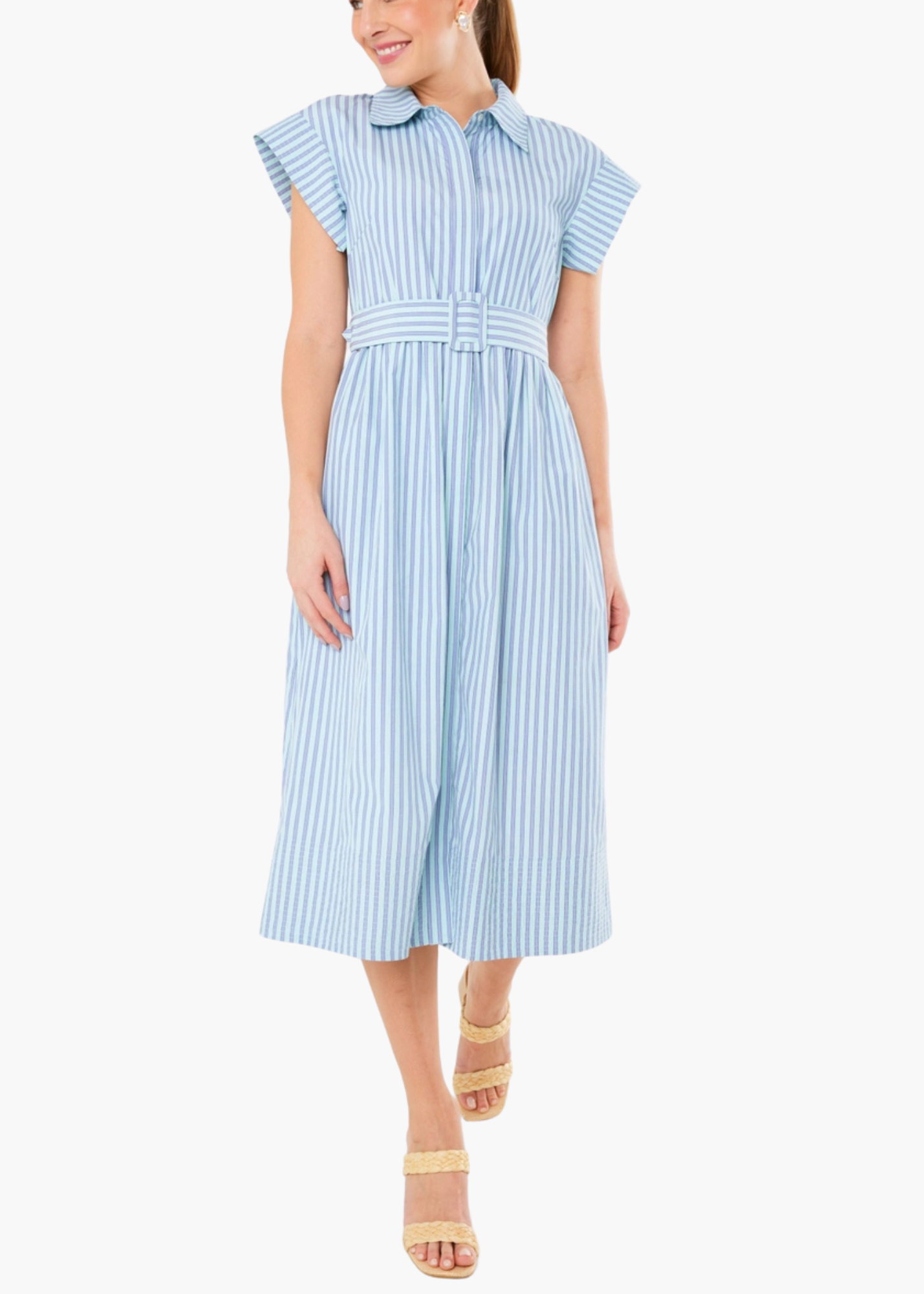 Harper Dress in Periwinkle Stripe Cotton
