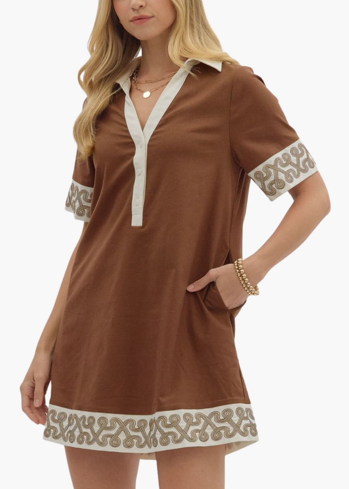 Laine Mini Dress in Brown