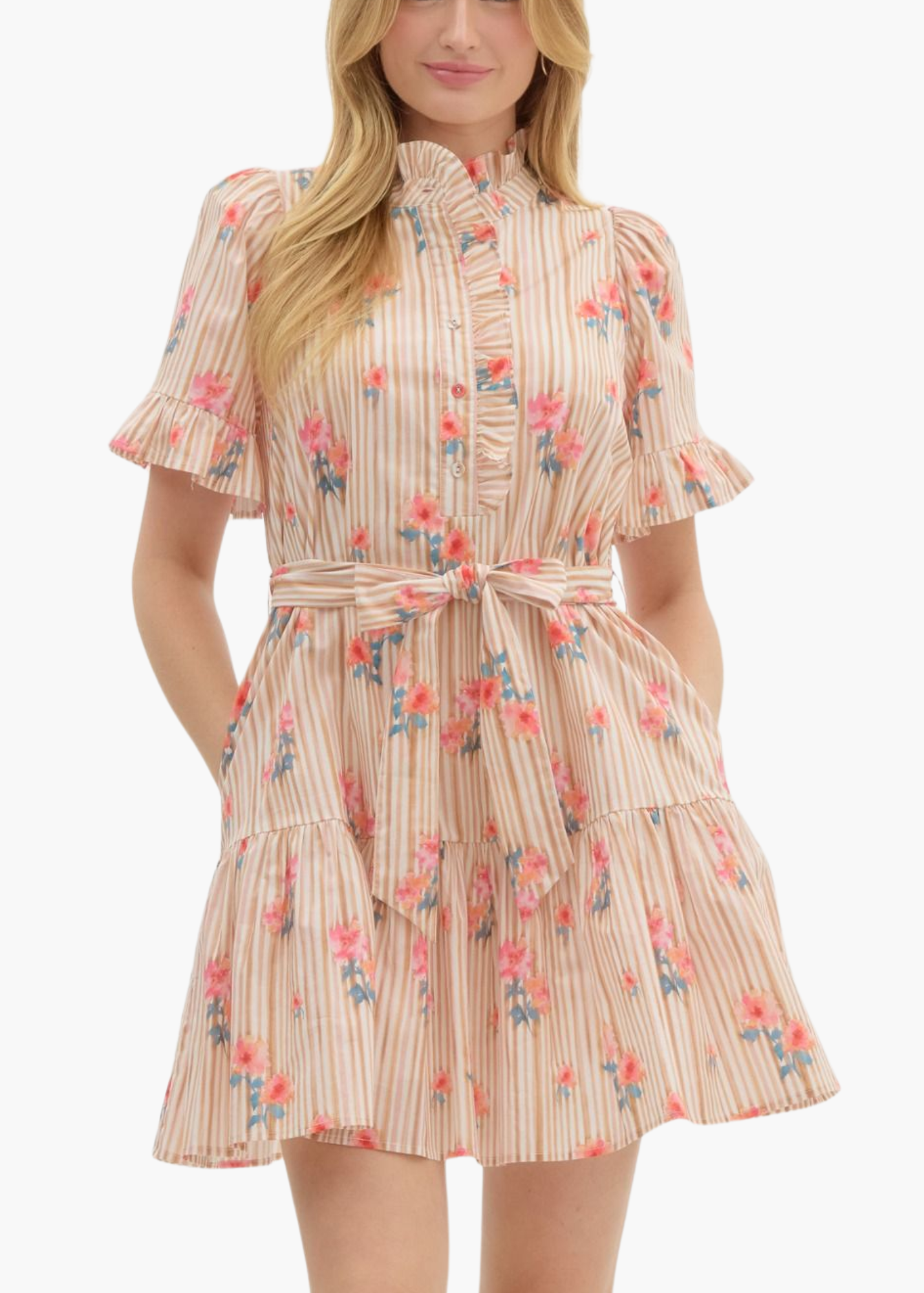 Winnie Dress in Taupe Floral