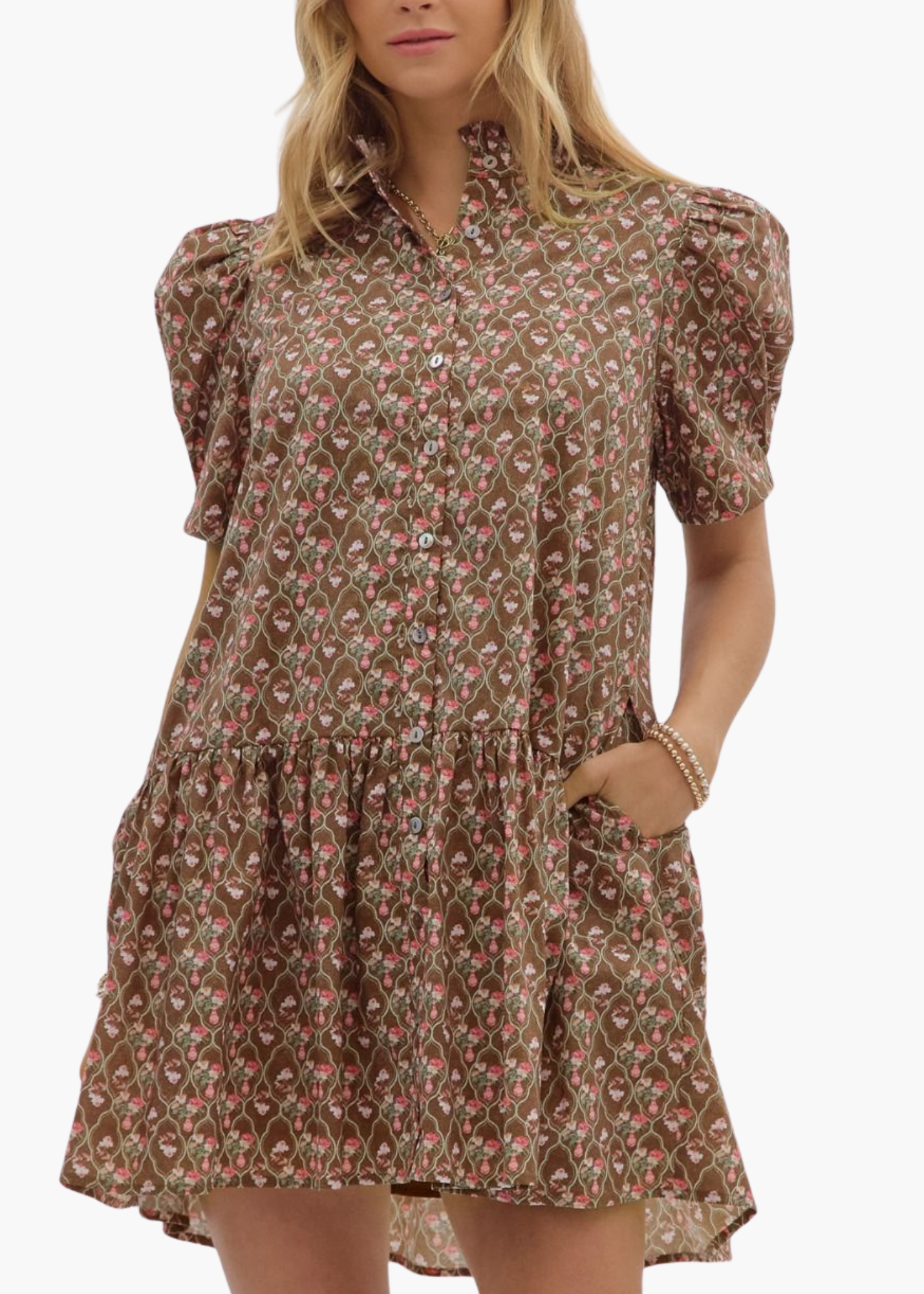 Lara Mini Dress in Brown