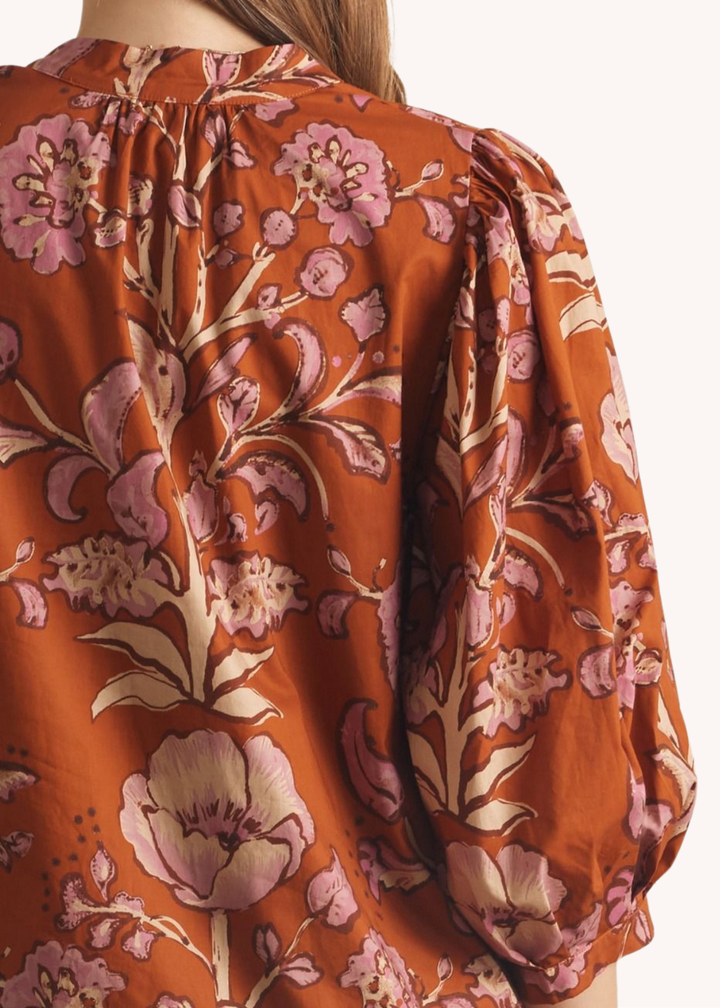 Mara Cotton Mini Dress in Rust
