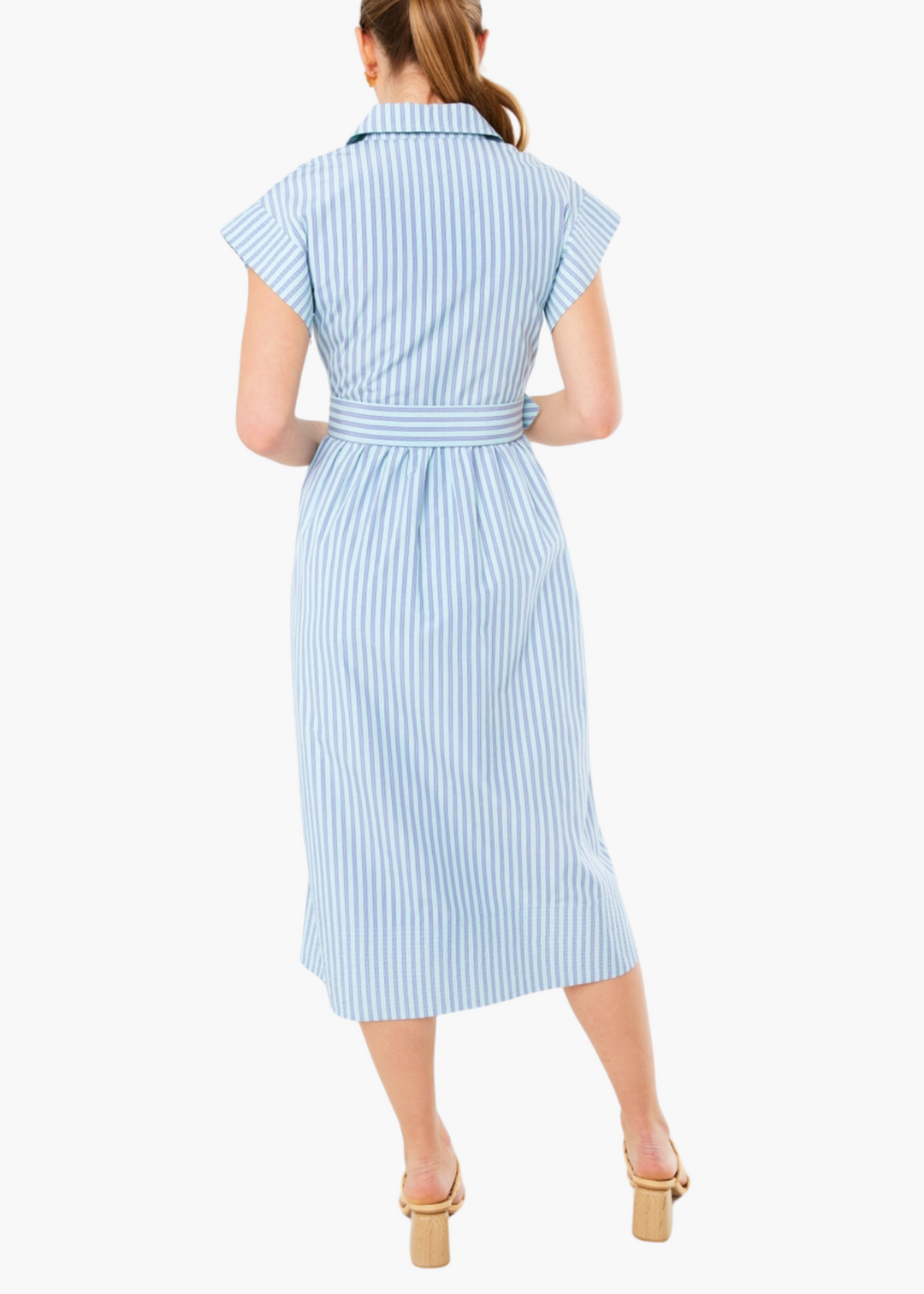 Harper Dress in Periwinkle Stripe Cotton