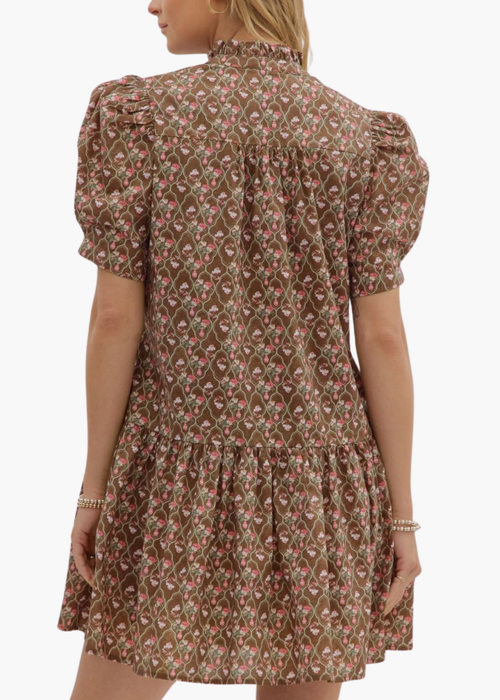 Lara Mini Dress in Brown
